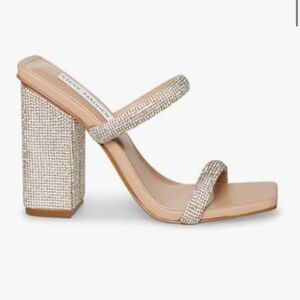 Steve Madden Blaker Slide Square Toe Block Heel Rhinestone Heels